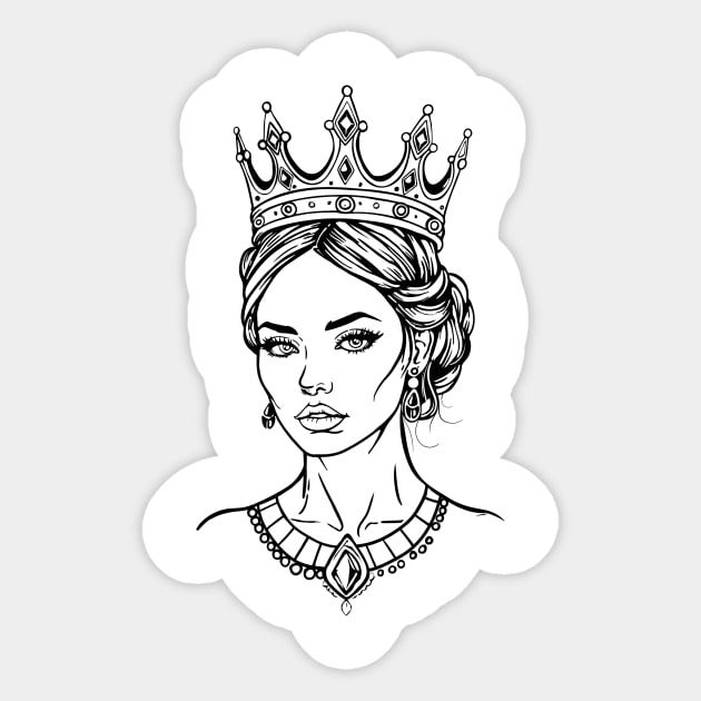 fashionable illustration of a girl in a crown Sticker by InshynaArt